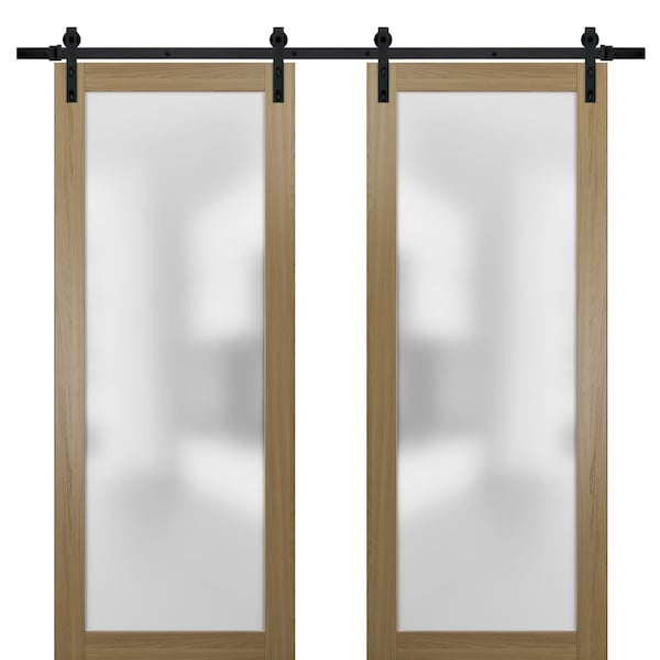 Sartodoors Double Barn Interior Door, 64" x 96", Light Brown PLANUM2102DB-MEYA-6496 - main